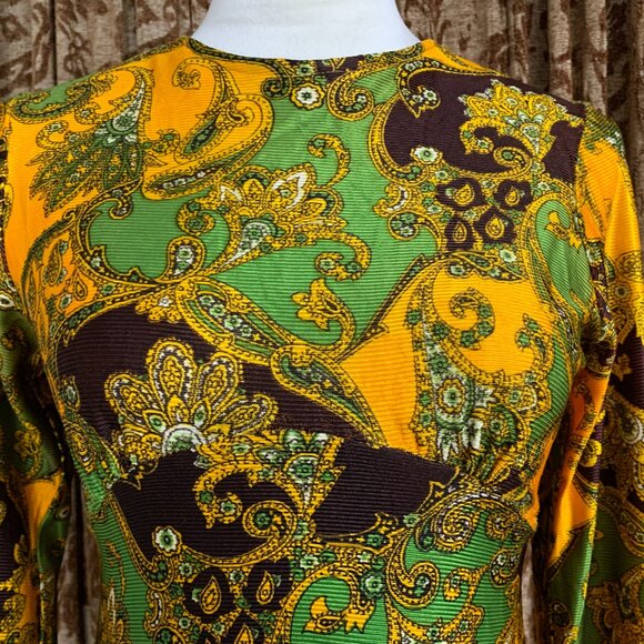 Vintage 60s 70s Vibrant Union Babydoll Dress Hippie Psychedelic Mod Flower Power - Picture 2 of 14